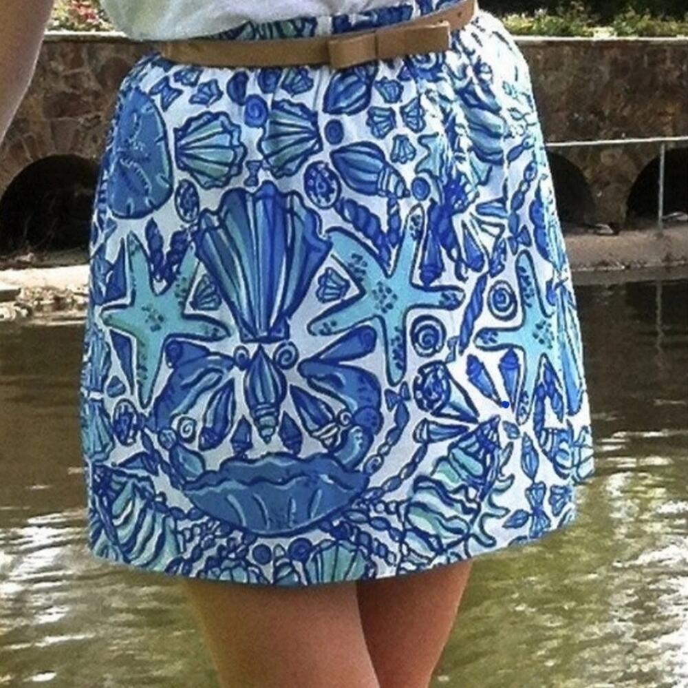 Sea shell Lilly Pulitzer Skirt Elastic band Super Cute Casual || sz1 EUC